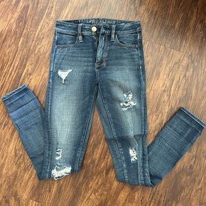 American Eagle Ripped Blue Skinny Jeans
